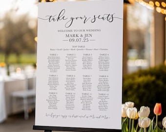 Minimalist Wedding Table Plan Sign for Elegant Seating Display – Custom Simple Design Table Chart Sign for Any Wedding Theme Décor