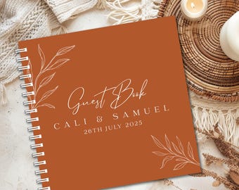 Rustic Terracotta Wedding Guestbook • Autumn Guest Book Album • Burnt Orange Scrapbook for Bride and Groom • Keepsake Gift