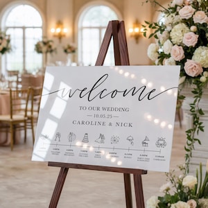 Simple Wedding Welcome Sign, Minimalistic Welcome Wedding Sign, Timeline Welcome Sign, Timeline Wedding Sign, Itinerary Sign