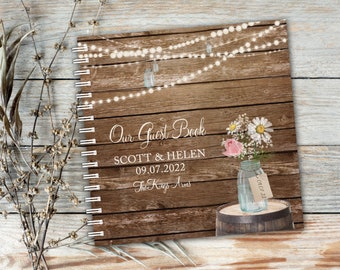 Rustic Barn Wedding Guestbook, Rustic Wedding Album, Watercolor Wedding Guest book, Guestbook Wedding Album, Personalised