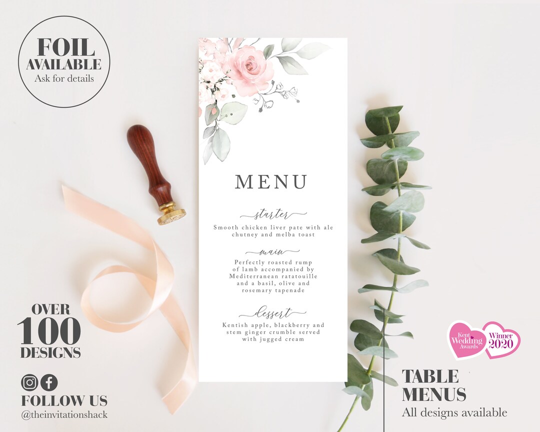 Wedding Menu Wedding Menus Wedding Breakfast Menu Cheap Etsy