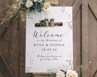 Personalised Venue Painting Welcome Sign, Venue Illustration Welcome Sign, Venue Sketch Wedding Welcome Sign, Any Venue, Printed and Shipped