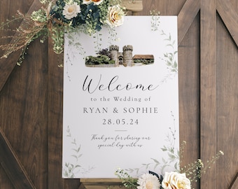 Personalised Venue Illustration Wedding Welcome Sign • Any Venue Watercolour Sketch