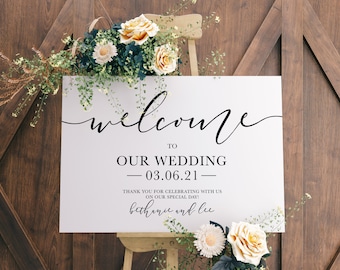 Simple Welcome Wedding Sign, Wedding Signage, Wedding Welcome Board, Wedding Banner, Elegant Wedding, Minimalist Wedding Sign