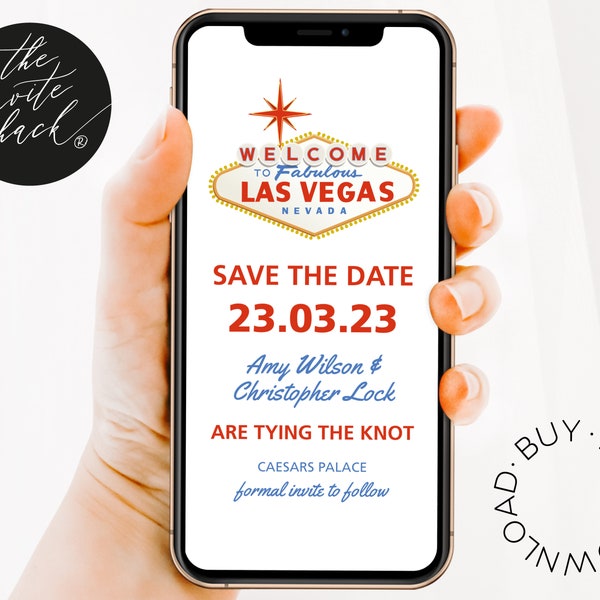 Las Vegas Wedding Save The Date Digital, Destination Digital Save the Date Download, Vegas Save the Date Digital Template