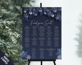 Navy Christmas Table Plan, Christmas Wedding Table Plan Sign, Winter Wedding Seating Chart, Winter Wedding Welcome Sign, Christmas Party