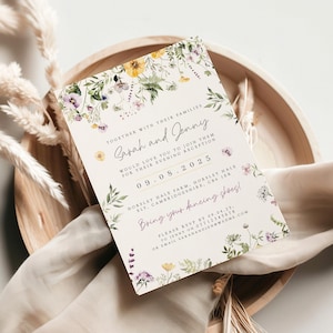 Wildblumen-Hochzeitseinladungen, Wildblumen-Abendhochzeits-Einladung, Frühlings-Blumenempfang, Hochzeit, Einladungen