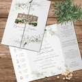 Venue Sketch Wedding Invitations, Gatefold Venue Painting Invites, Personalised Wedding Invitation, Foliage Wedding Invite with Timeline