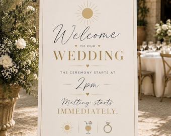 Funny Wedding Welcome Sign, Heatwave Wedding Sign, Custom Wedding Entrance Board, Outdoor Summer Wedding Decor, Melting Starts Immediately