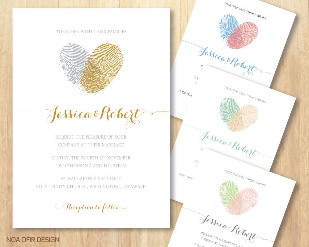 fingerprint wedding invitation heart wedding invitation etsy wedding invitation heart