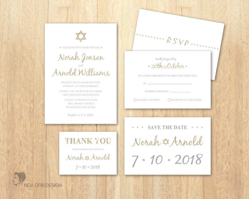 Star Of David Invitation Jewish Wedding Invitation Set Etsy