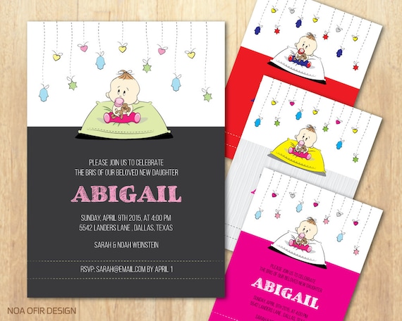 Zeved Habat Invite Bris Invitation Jewish Baby Baby Girl Etsy