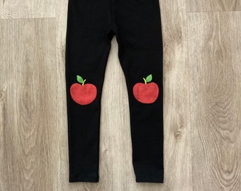 Apple kids leggings, toddler back to school pants, girl boy apple clothing costume