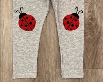 Ladybug kids leggings, toddler ladybug theme pants, girl ladybug clothes outfit, baby ladybug clothing costume