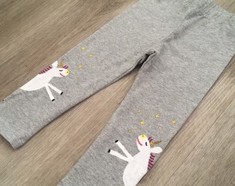 Kids unicorn leggings, toddler unicorn theme pants, baby unicorn printed hand painted outfit, girl boy unicorn costume clothing