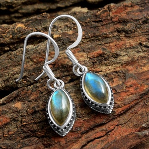 925 Sterling Silver, Moonstone, Labradorite Earring, Boho Designer Earring, Women Jewelry, Birthstone Earring