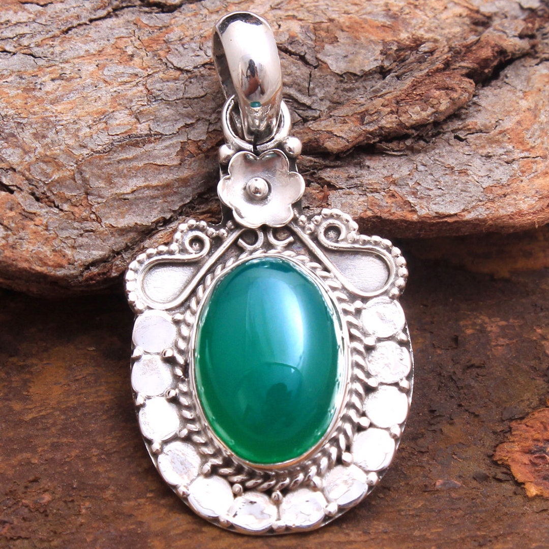 Bali Style Designer Natural Green Onyx Oval Gemstone Beautiful - Etsy