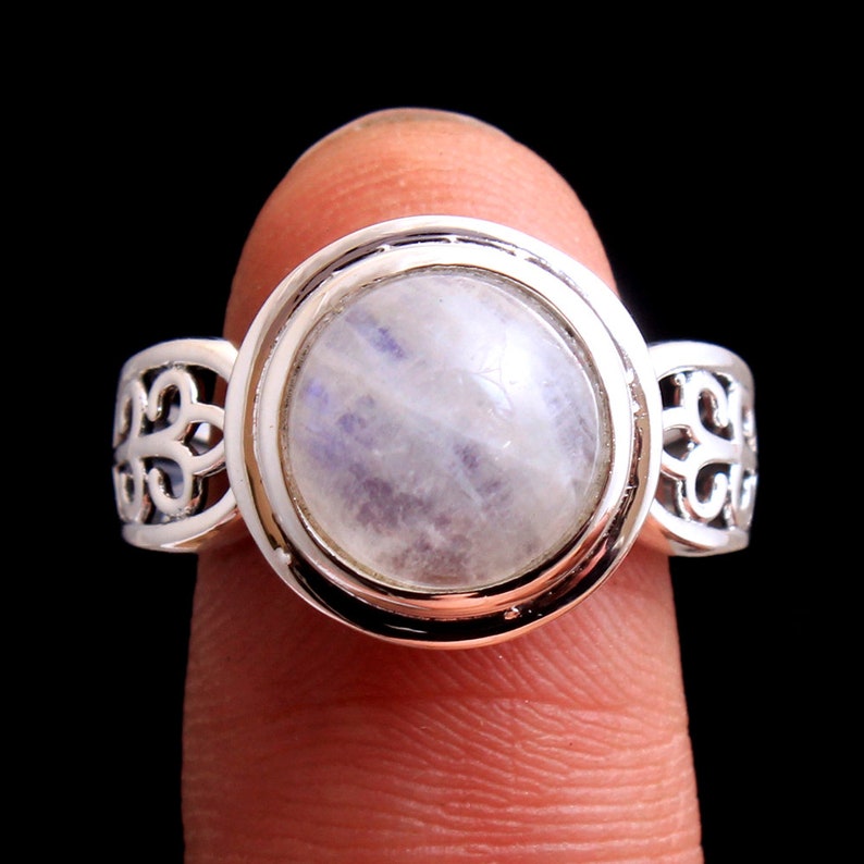 svr5481 925 Sterling Silver Handmade Designer Ring Jewelry Size US 7.5 Natural Moonstone Round Shape Gemstone Ring For Easter Sale