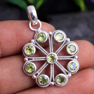 Solid 925 Silver Pendant, Multi Gemstone, Peridot Pendant, Gift For Her, Crystal Healing, Bridesmaid Gift