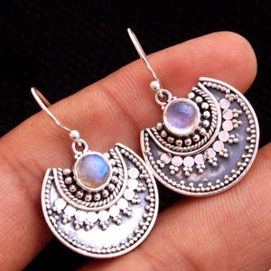 925 Sterling Silver Earring, Moonstone Earring, Gemstone Earring, Gift For Her, Earrings For Women, Boho Earring