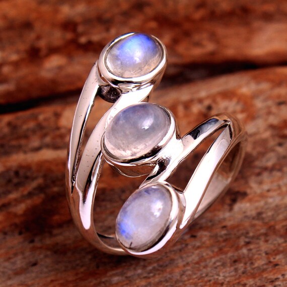 Bague pierre de lune bague en argent 925 bague de createur bague superposable bague de fete bague avec pierres precieuses bague de tenue de soiree bijoux faits main Etsy France