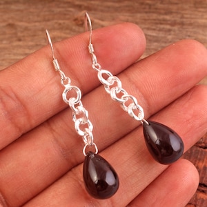 Black Onyx Earring , 925 Sterling Silver, Handmade Jewelry , Dangle Earring , Silver Earrings