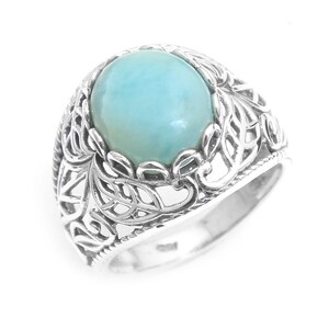 Larimar Ring, 925 Silver Ring, Gemstone Ring, Designer Ring, Boho Ring, Handmade Ring, Gift For Her, Solid Ring