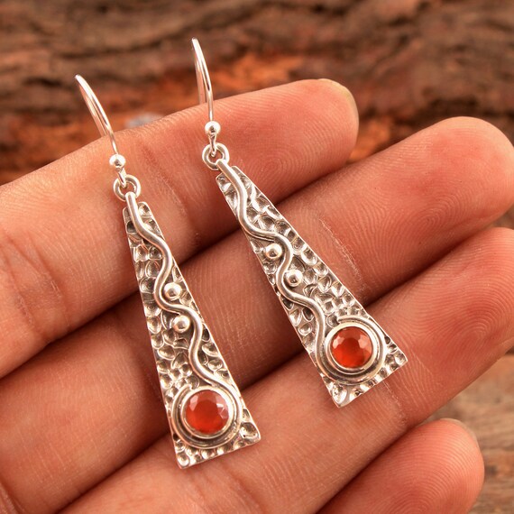 Carnelian earrings best sale silver