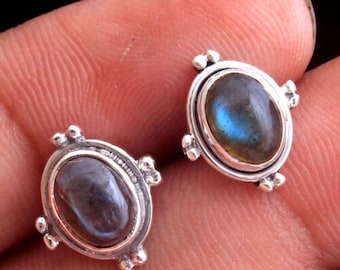 925 Silver Stud, Labradorite Gemstone Stud Earring, Small Stud, Minimalist Jewelry, Gift For Her, Anniversary Gift