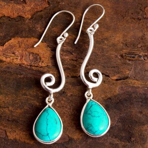 925 Sterling Silver Turquoise Earring, Designer Earring, Handmade Earring, Women Earring, Statement Earring