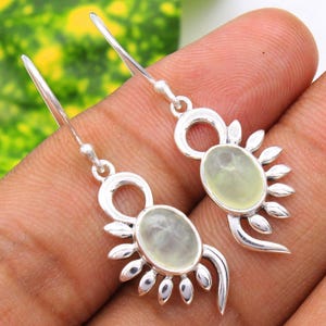 925 Sterling Silver Prehnite Gemstone Earring, Women Handmade Jewelry, Gift For her, Unique Jewelry