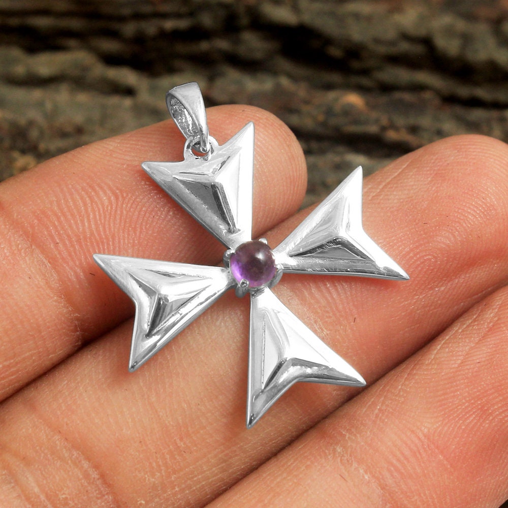 925 Sterling Silver, Maltese Cross Pendant, Handmade Designer
