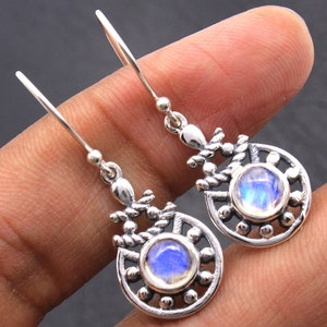Mondstein Edelstein Ohrringe, 925 Sterling Silber, Frauen Ohrring, Baumeln Ohrring, Birthstone Ohrring, Silber Schmuck