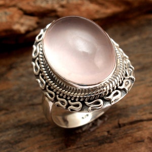 925 Sterling Silber Ring, Rosenquarz Ring, Designer Ring, Thanksgiving Geschenk