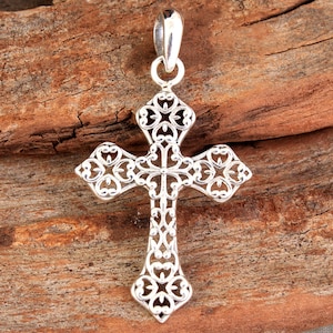 Colgante de cruz de filigrana de plata con oferta especial de Navidad: colgante unisex hecho a mano de diseñador de plata de ley 925, longitud de 1,3&quot;
