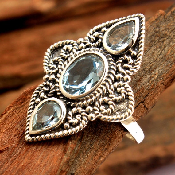 Anello Con Topazio Azzurro Idrotermale In Oro 18 - Gioielleria Sessa - Foto 4