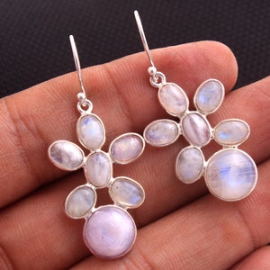 Women Gemstone Earrings, 925 Silver Earrings, Moonstone Earrings, Silver Earrings, Gift For Mom
