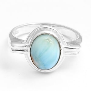 Larimar Ring, 925 Silver Ring, Designer Ring, Women Ring, Handmade Ring, Stacking Ring, Gift For Her, Gemstone Ring