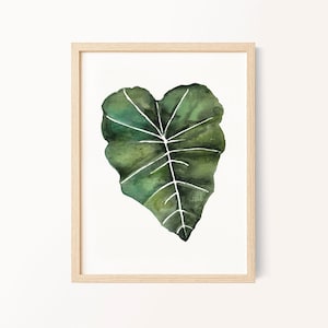 Elephant Ear Plant Print, Tropical Wall Art, Printable Art, Watercolor Painting, digital download, painting print, art print