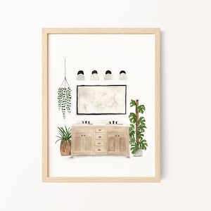 Bathroom Wall Art, Sink Plants 2, bathroom decor, sink art, bathroom print, sink print, watercolor plants, sink wall art
