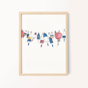 Buoy Decor, Nautical Decor, Lobster Buoy Watercolor Painting, Watercolor Print, Fishing Wall Art, Buoy Art, Beach Decor, Buoys