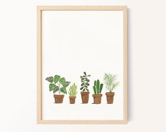 Plant Art Print, Plant Lover Gift, Watercolor Painting, Boho Decor, Plant Artwork, Wall Art, Original Watercolor, FREE SHIPPING