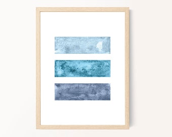 Blue Watercolor Abstract Art Print: Modern Wall Decor