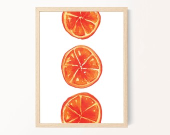 Botanical Orange Watercolor Painting - Fruit Art Print, FREE SHIPPING