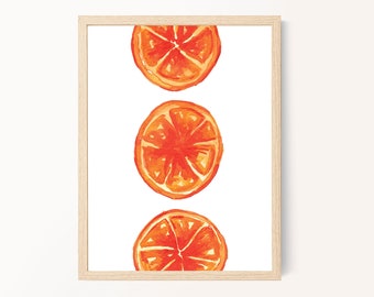 Orange Watercolor Art Print: Bright Kitchen Decor