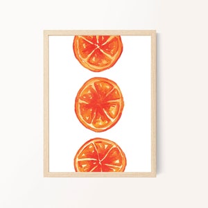 Bright Orange Fruit Watercolor Art Print - Kitchen Decor, FREE SHIPPING