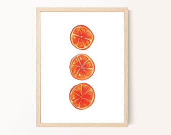 Orange Watercolor Print: Modern Kitchen Fruit Wall Art