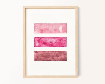 Pink Watercolor Abstract Art Print - Modern Home Decor, FREE SHIPPING