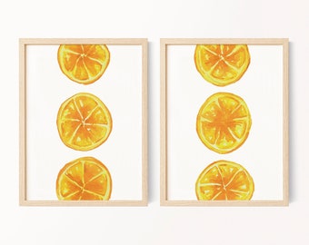 Vibrant Citrus Watercolor Set - Lemons Fruit Art Prints, FREE SHIPPING