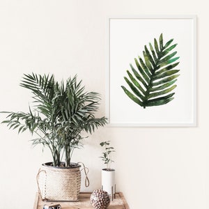 Palm Leaf Watercolor Painting, Digital Download, Palm Tree Art Print, Tropical Plant Wall Art, printable art, boho home decor image 7